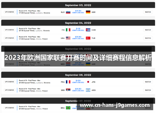 2023年欧洲国家联赛开赛时间及详细赛程信息解析
