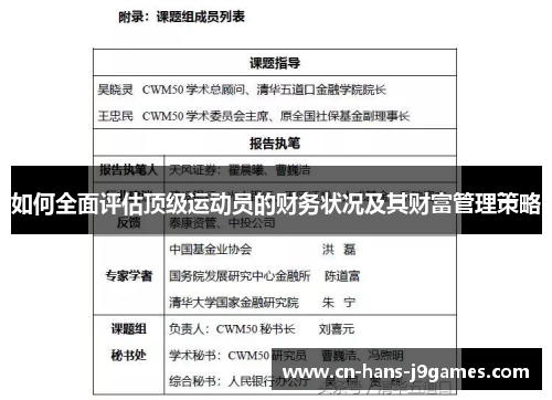 如何全面评估顶级运动员的财务状况及其财富管理策略 如何全面评估顶级运动员的财务状况及其财富管理策略